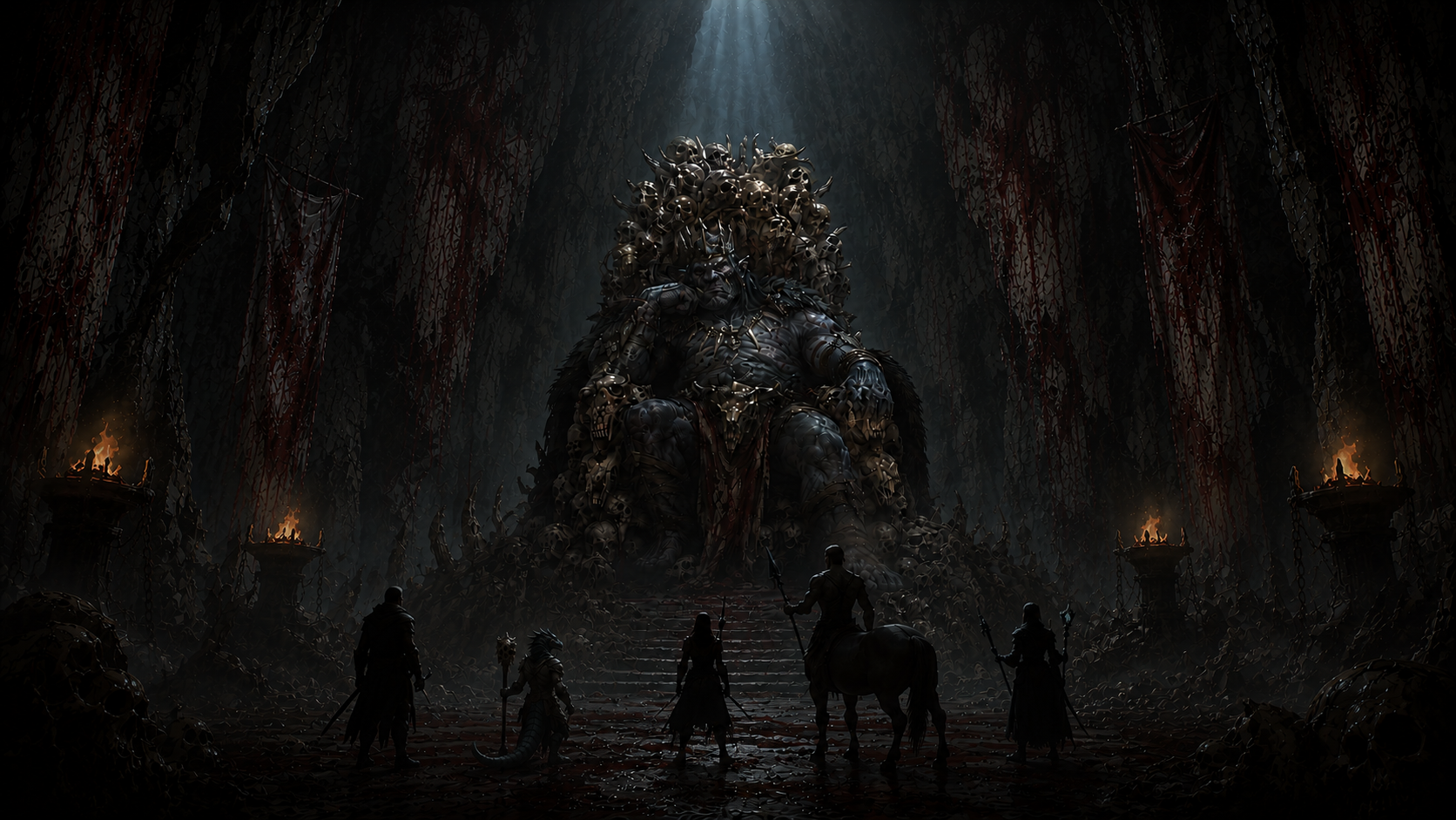 Dark fantasy throne room scene